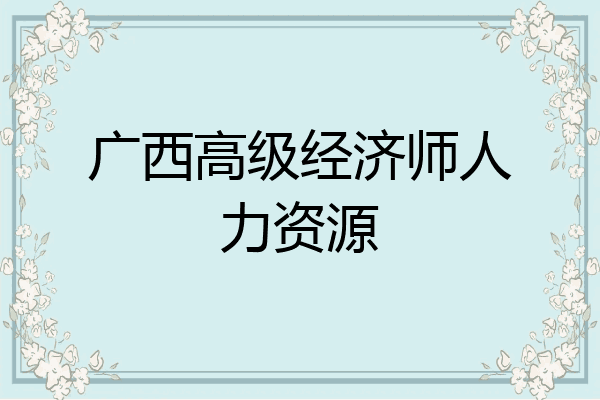 广西高级经济师人力资源