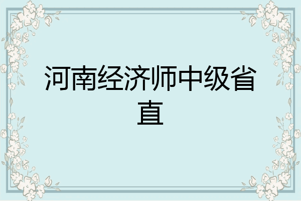 河南经济师中级省直