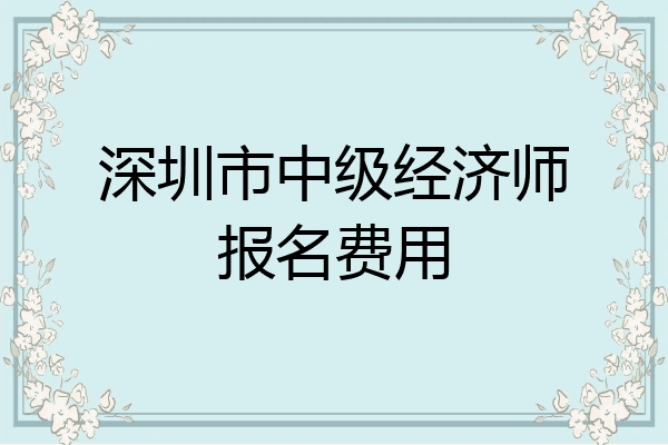 深圳市中级经济师报名费用