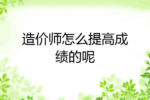 造价师怎么提高成绩的呢