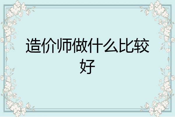 造价师做什么比较好
