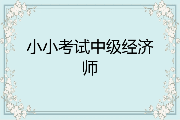 小小考试中级经济师