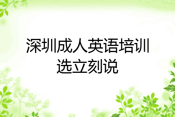 深圳成人英语培训选立刻说