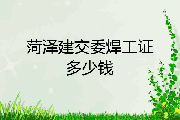 菏泽建交委焊工证多少钱