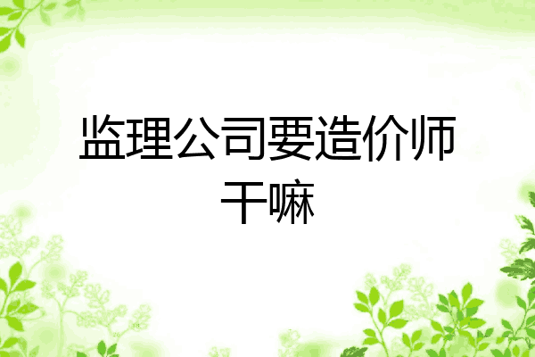 监理公司要造价师干嘛