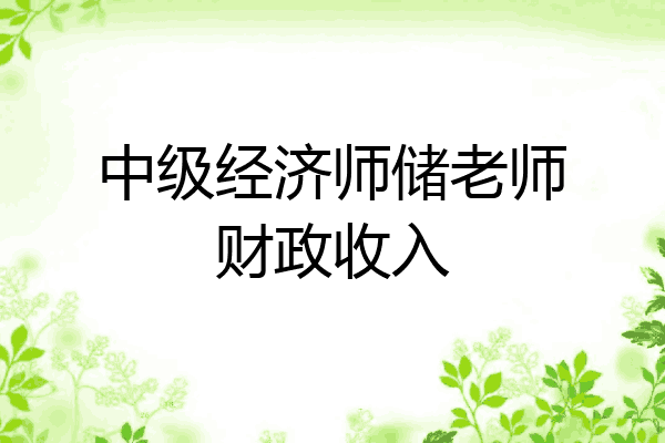 中级经济师储老师财政收入