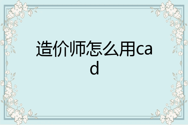 造价师怎么用cad
