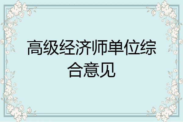 高级经济师单位综合意见