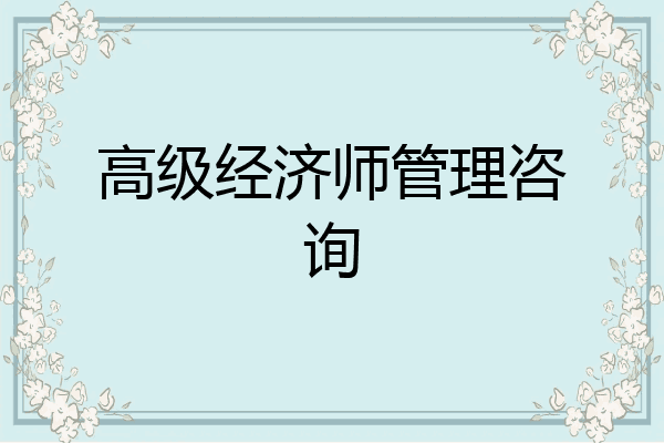 高级经济师管理咨询