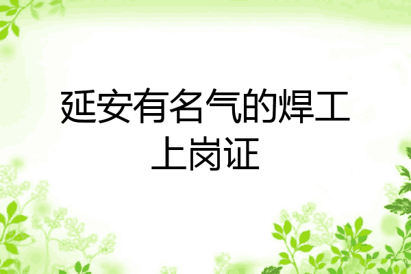 延安有名气的焊工上岗证