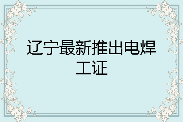 辽宁最新推出电焊工证