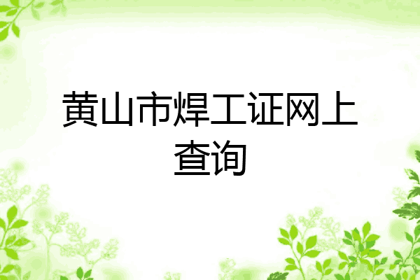 黄山市焊工证网上查询