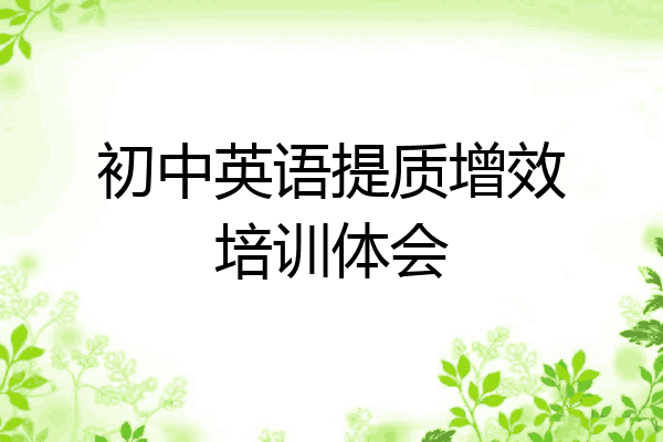 初中英语提质增效培训体会