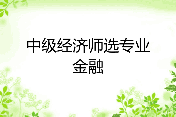 中级经济师选专业金融