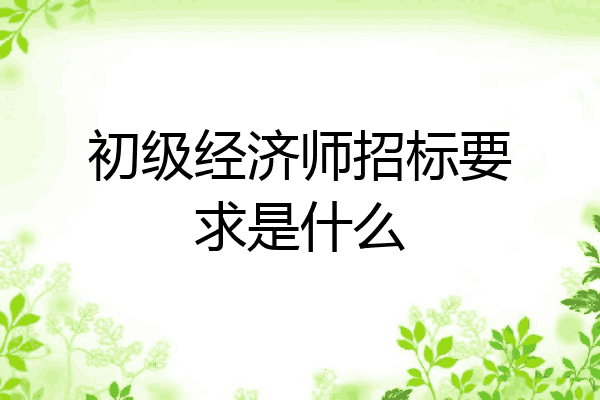 初级经济师招标要求是什么