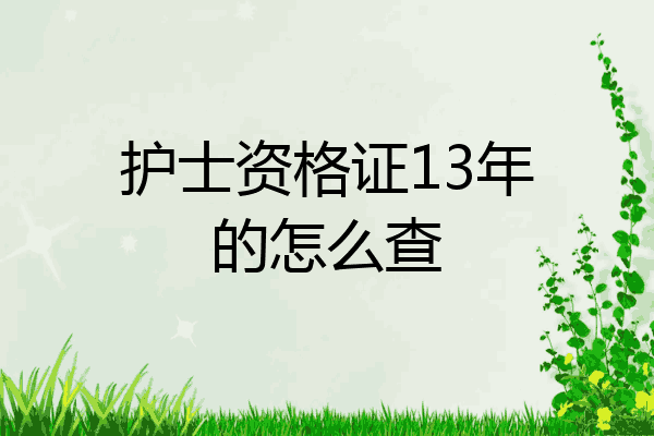 护士资格证13年的怎么查