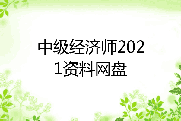 中级经济师2021资料网盘