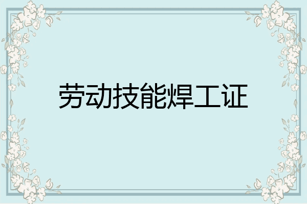 劳动技能焊工证
