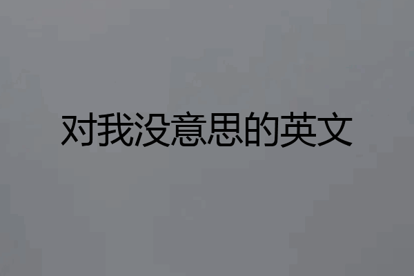 对我没意思的英文