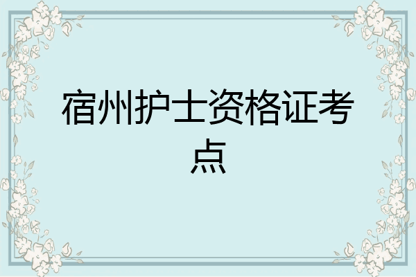宿州护士资格证考点