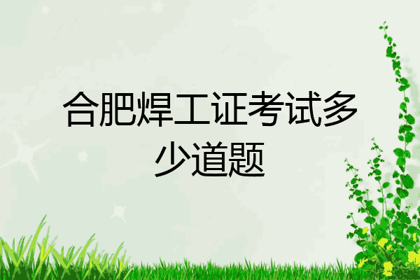 合肥焊工证考试多少道题