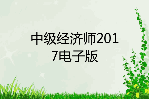 中级经济师2017电子版