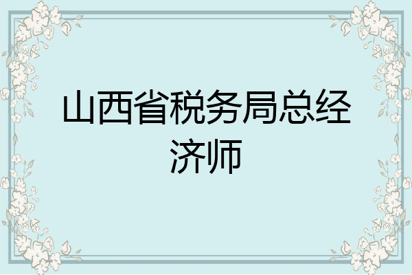 山西省税务局总经济师