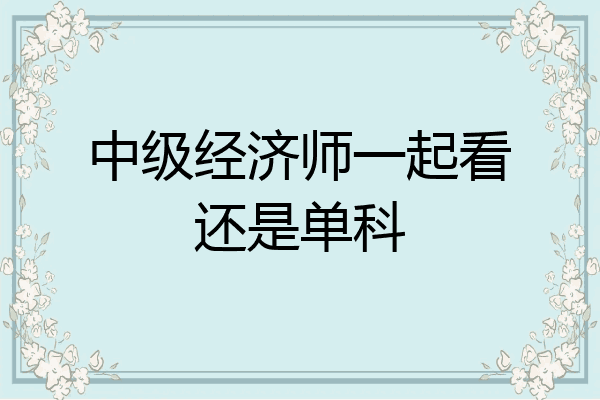 中级经济师一起看还是单科