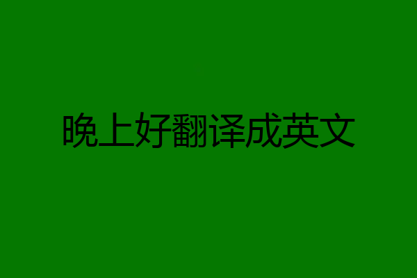 晚上好翻译成英文