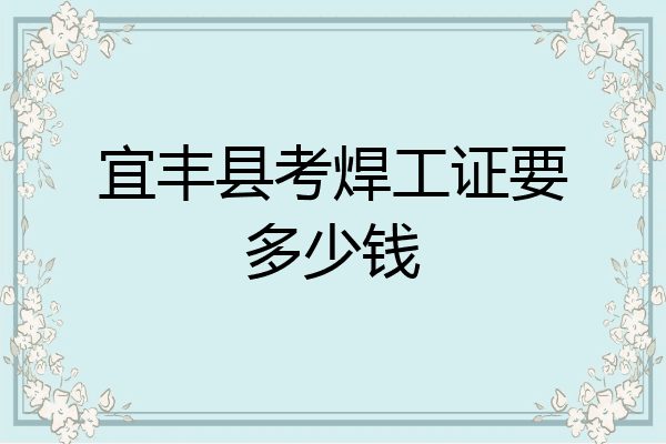 宜丰县考焊工证要多少钱
