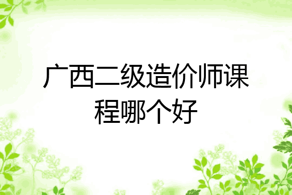 广西二级造价师课程哪个好