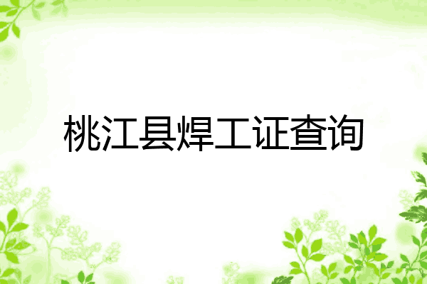 桃江县焊工证查询