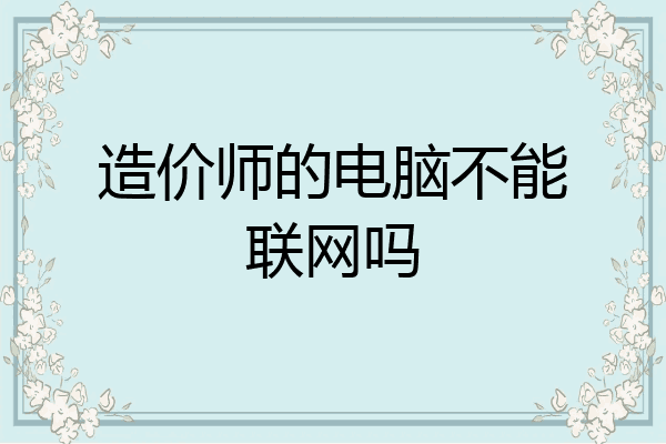 造价师的电脑不能联网吗