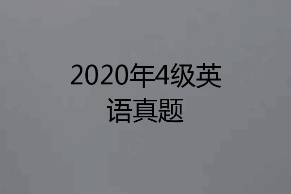 2020年4级英语真题
