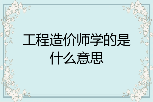 工程造价师学的是什么意思