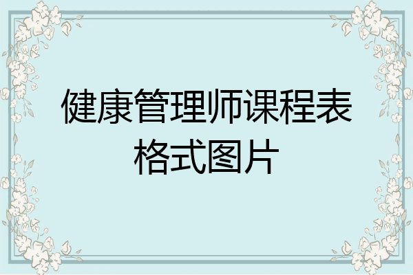 健康管理师课程表格式图片