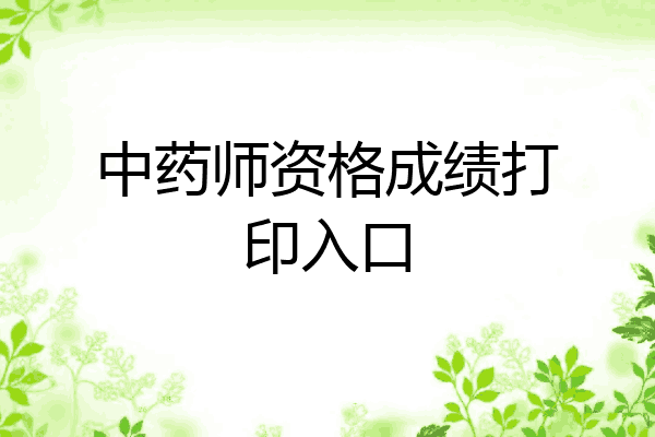 中药师资格成绩打印入口