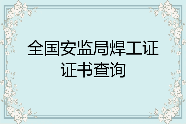 全国安监局焊工证证书查询