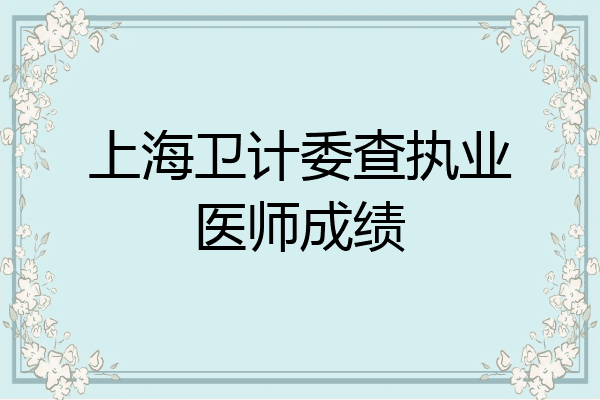 上海卫计委查执业医师成绩