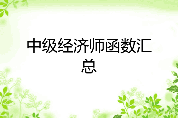 中级经济师函数汇总
