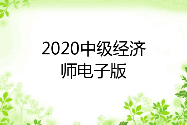 2020中级经济师电子版