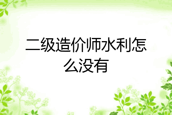 二级造价师水利怎么没有