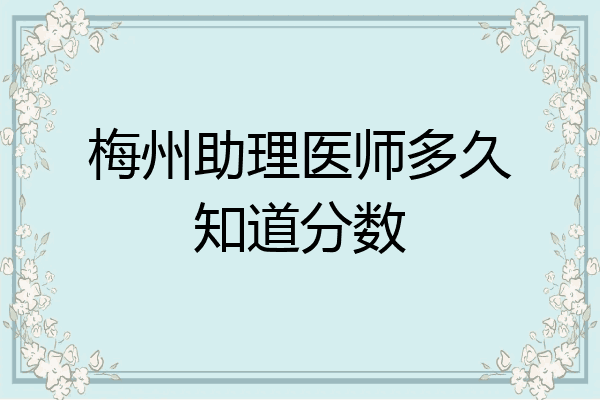 梅州助理医师多久知道分数
