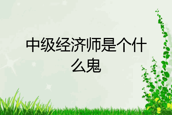 中级经济师是个什么鬼