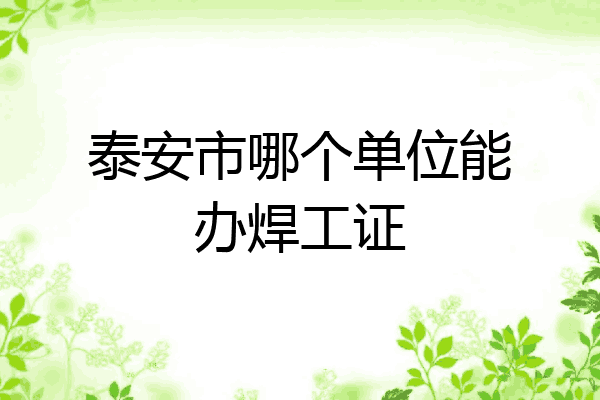 泰安市哪个单位能办焊工证
