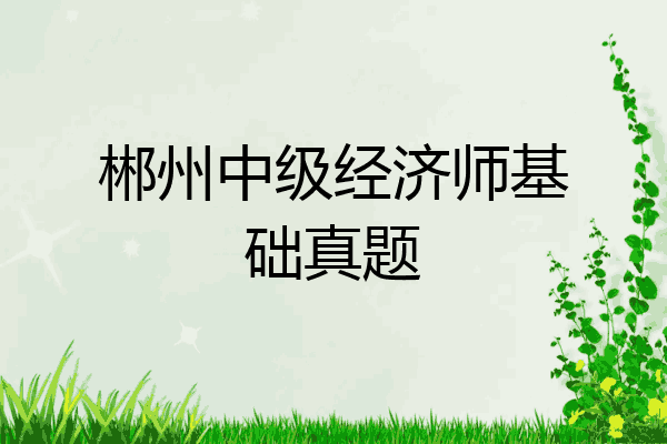 郴州中级经济师基础真题