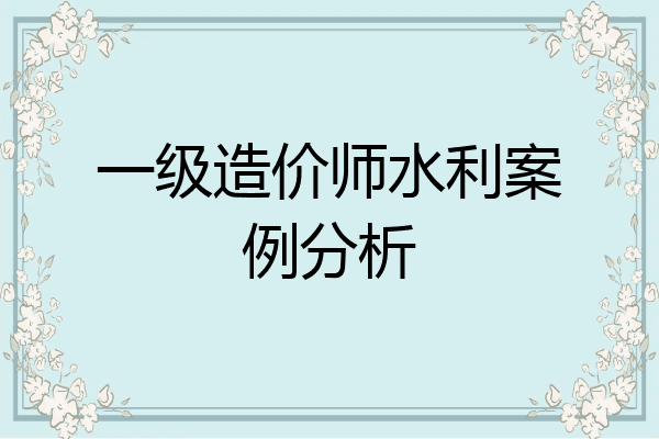 一级造价师水利案例分析