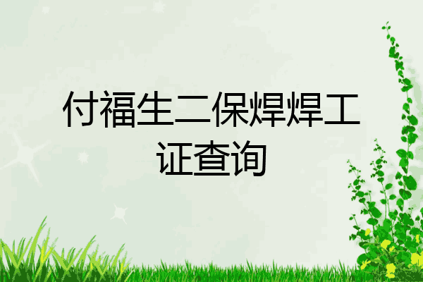 付福生二保焊焊工证查询
