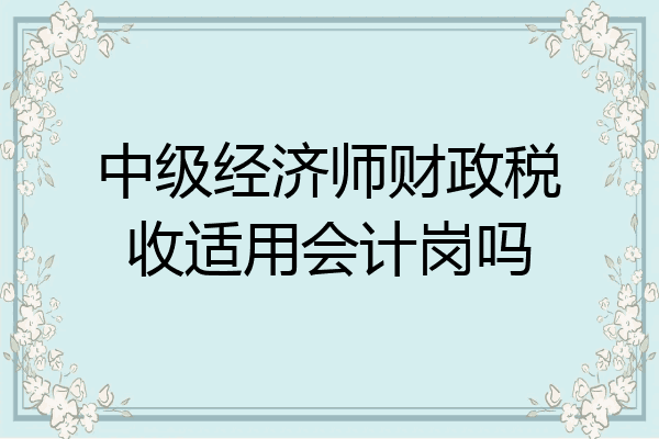 中级经济师财政税收适用会计岗吗