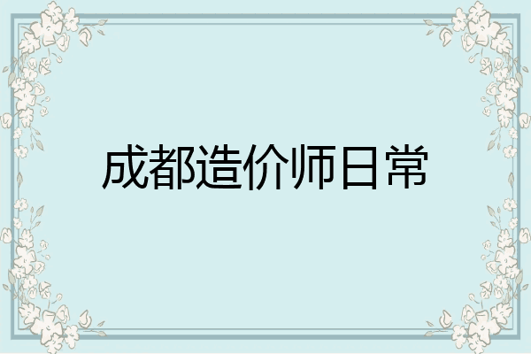 成都造价师日常